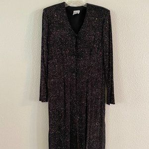 R&M Richards by Karen Kwong Black Shimmer Duster, Size 12